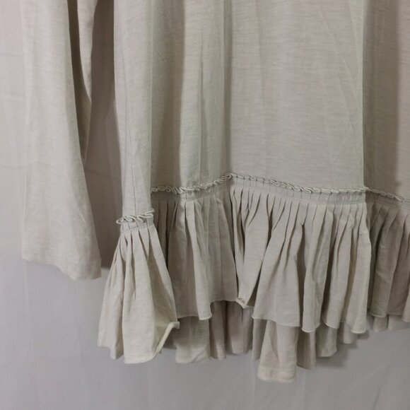LOGO Tunic Top Ruffled Edge Lightweight Beige 100% Cotton Tunic Pullover Size XS - Picture 5 of 5